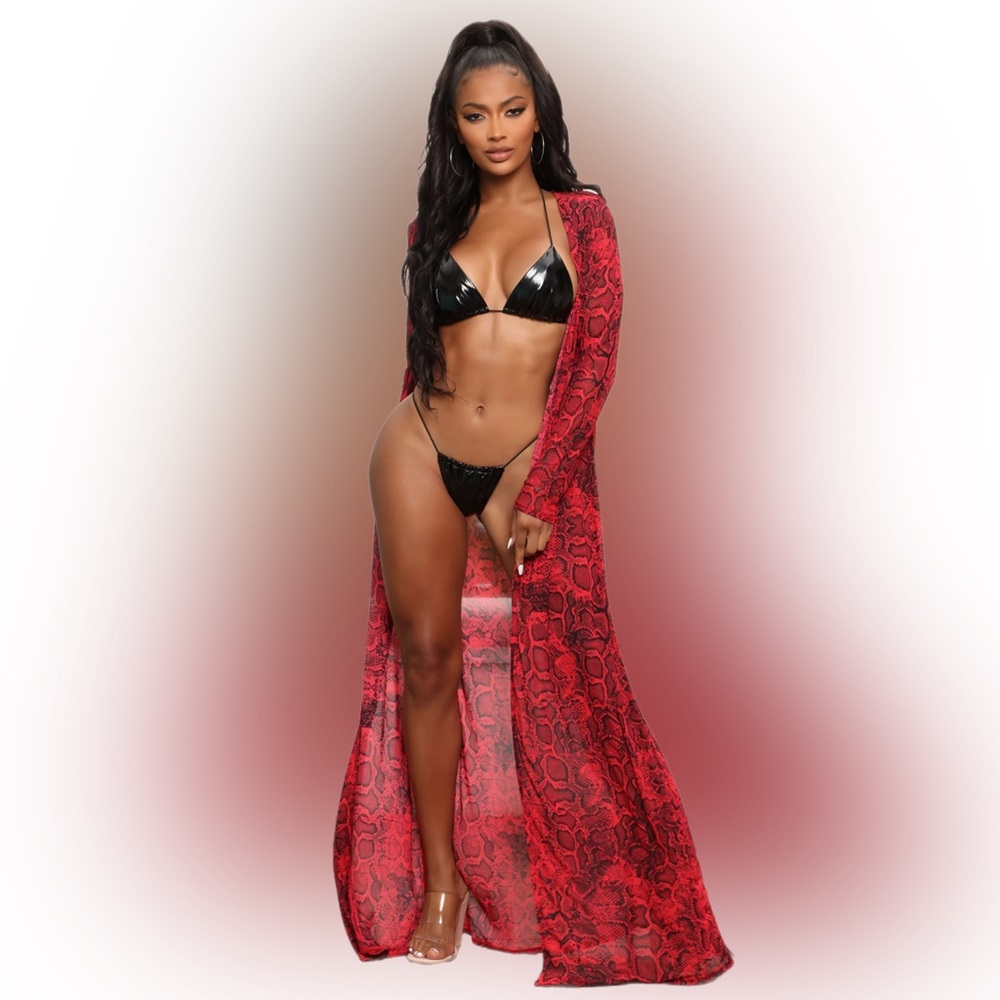 Island Mix Kimono Cover Up | Red Combo